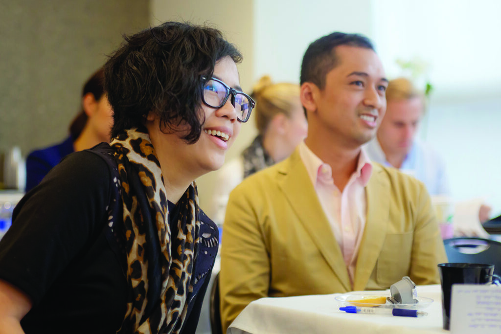 candid photo of two people